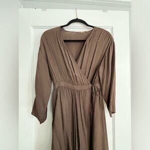 Chocolate brown wrap maxi dress